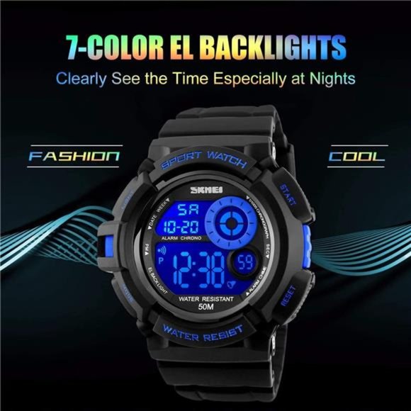Mens Sport Running Watch, Digital Electronic 50M Waterproof Military Army Sports - Picture 3 of 6